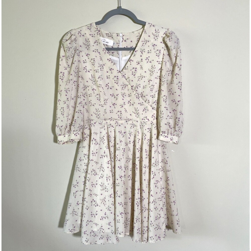 Quanta Du Soleil De Paris Women’s Monique Cream Floral Dress Size 34 XS Coquette View 2